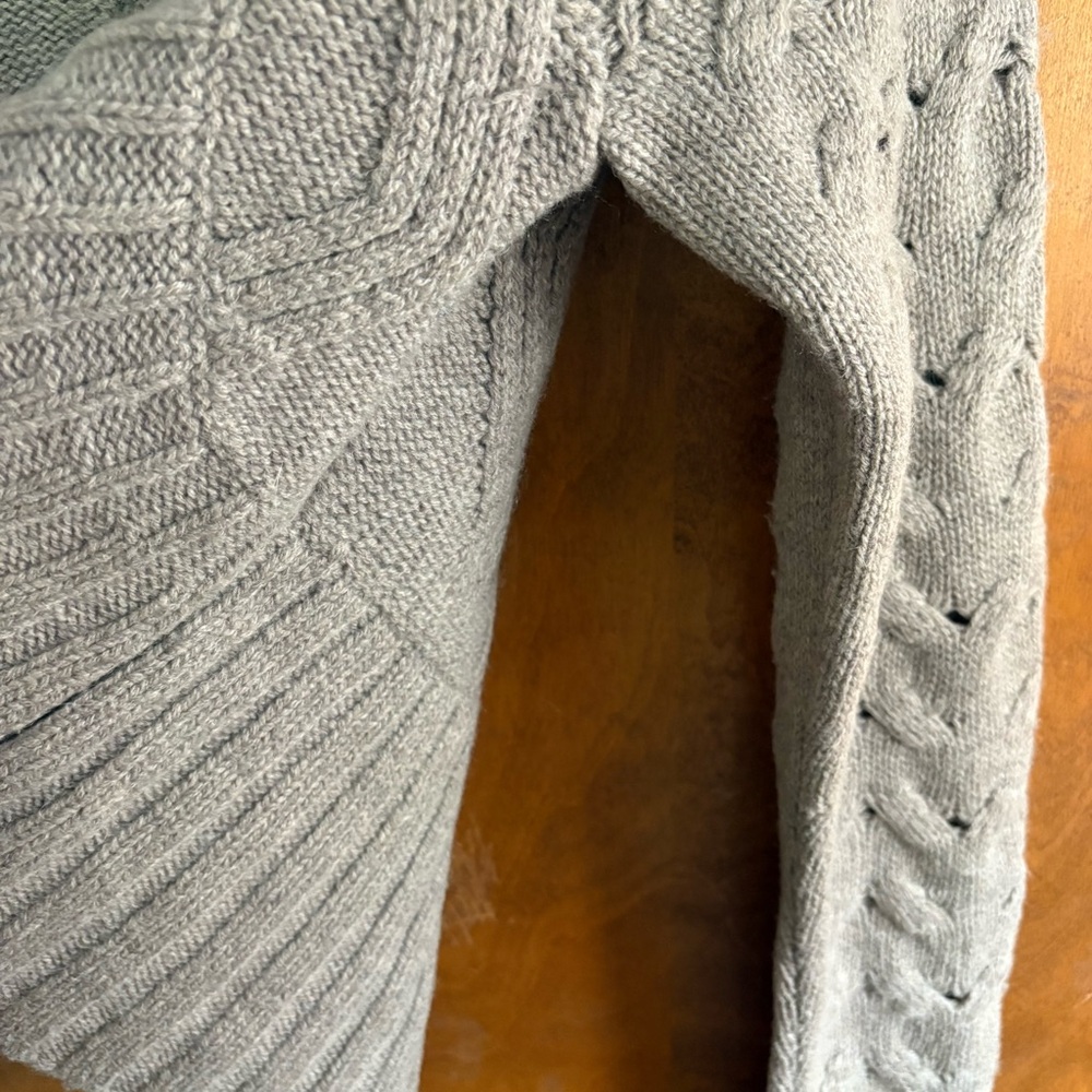 Vince Alpaca Wool Cashmere Tan Bolero Cocoon Cardigan Sweater Cable Knit Preppy - Picture 11 of 13